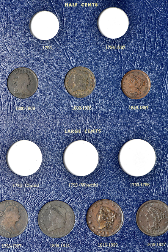 Collection of 144 United States Small Type coins in three Whitman albums