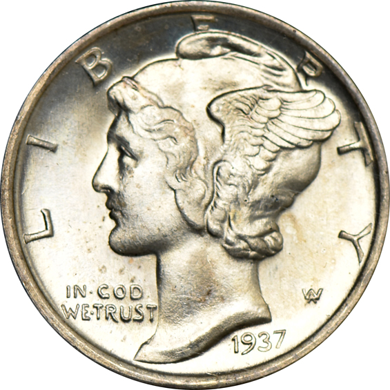 Collection of 76 different Mercury dimes in a Capital Plastics album
