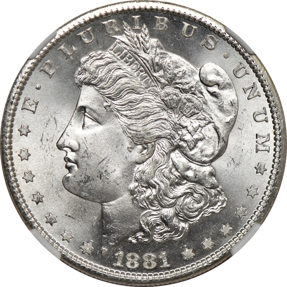 Four 1881-S and two 1898-O, all NGC CAC