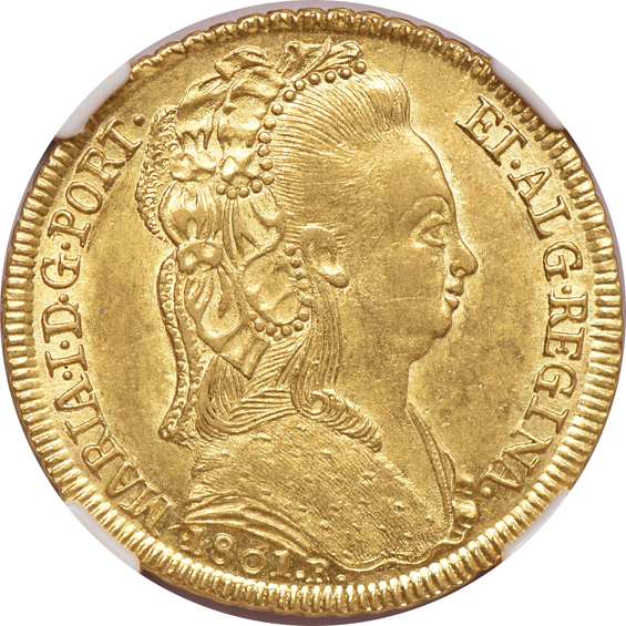 Multiple - Brazil 1801-R 6400 reis NGC AU-55, and a Mexico 1860-Ga JG escudo PCGS AU-55 