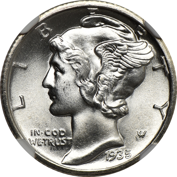 Ten 1935 NGC MS-67