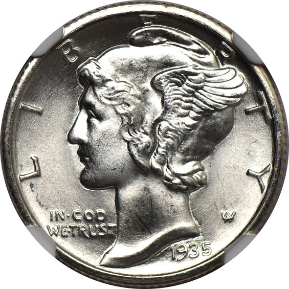 Ten 1935 NGC MS-67
