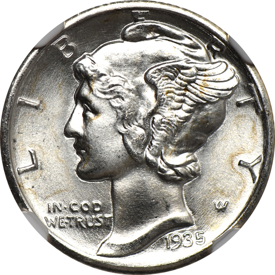Ten 1935 NGC MS-67