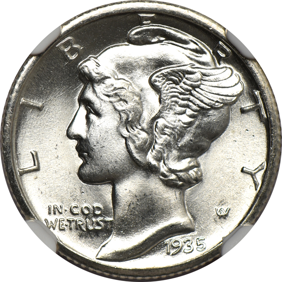 Ten 1935 NGC MS-67