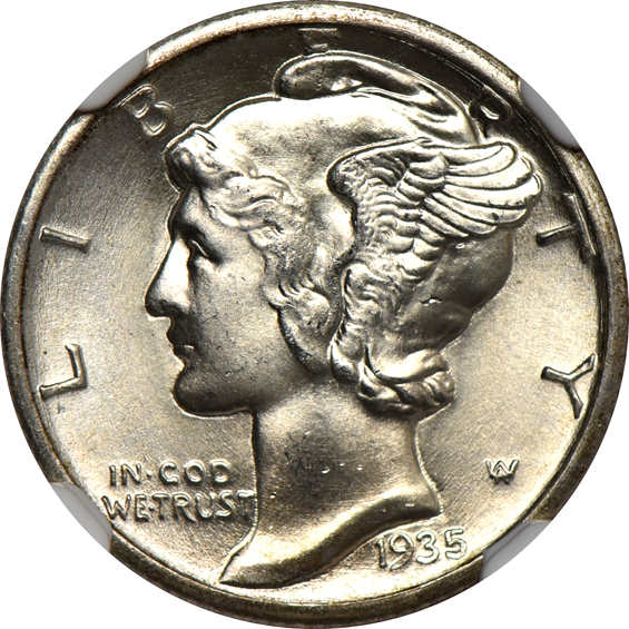 Ten 1935 NGC MS-66