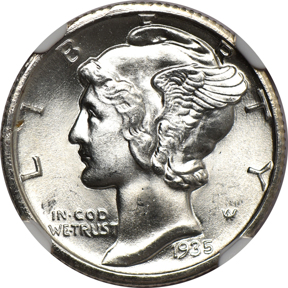 Ten 1935 NGC MS-66