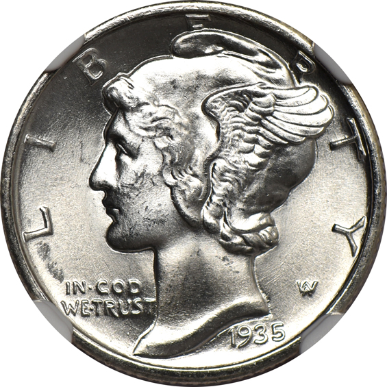 Ten 1935 NGC MS-66