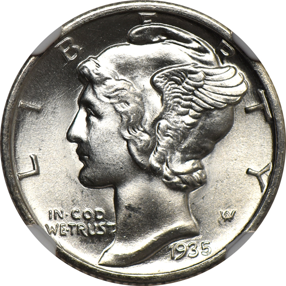 Ten 1935 NGC MS-66
