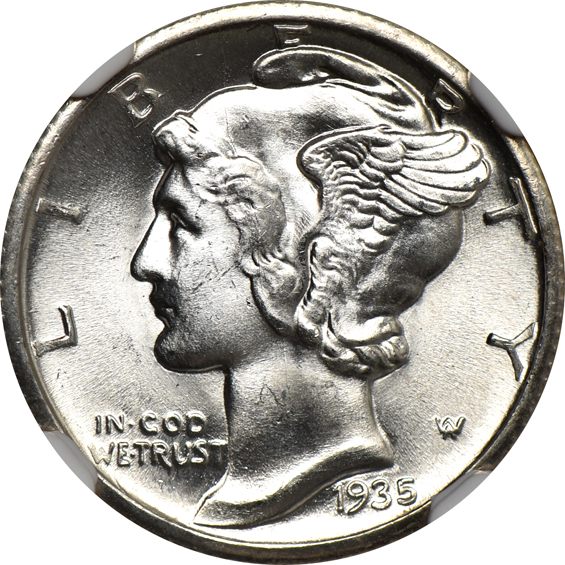 Ten 1935 NGC MS-66