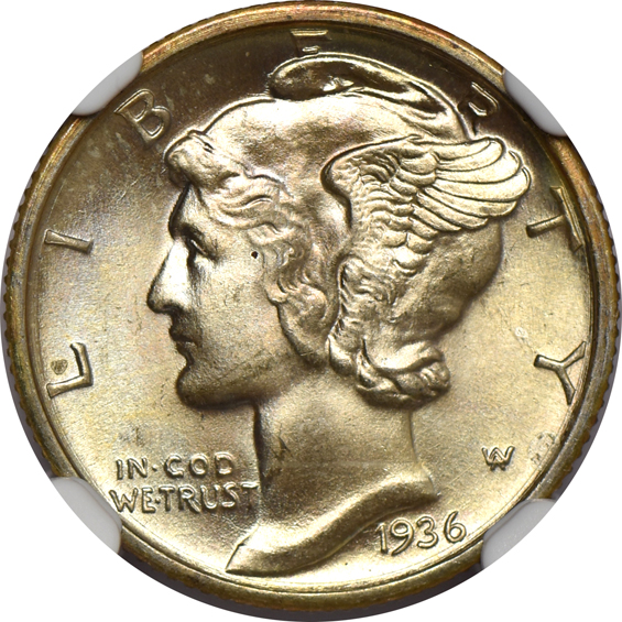 Ten 1936 NGC MS-66
