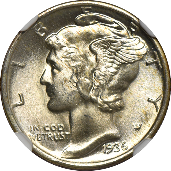 Ten 1936 NGC MS-66
