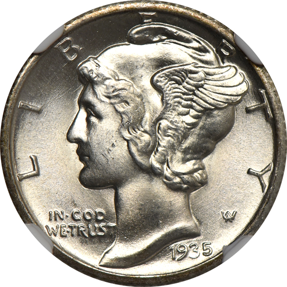 Five 1935 and Five 1936, all NGC MS-67