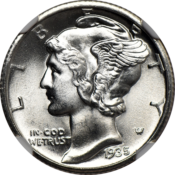Five 1935 and Five 1936, all NGC MS-67