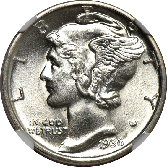 Two 1934, two 1935, two 1936, and two 1937, all NGC MS-65 FB