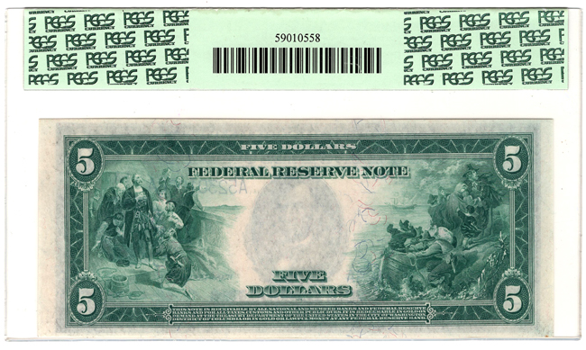 1914 $5 Boston Blue Seal Fr# 847a - PCGS GemCU-66 PPQ