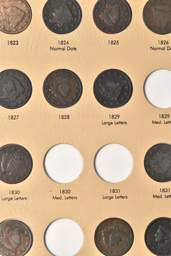 Fifty different large cents in a Dansco 7099 album