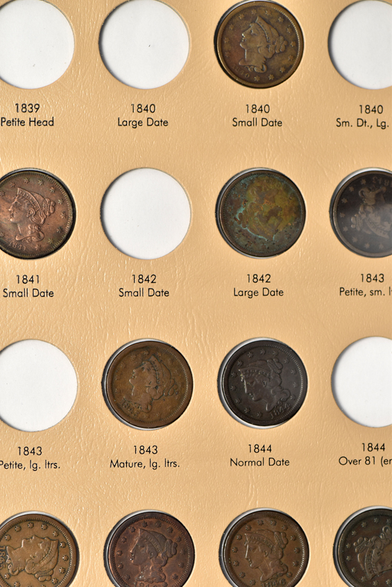 Fifty different large cents in a Dansco 7099 album
