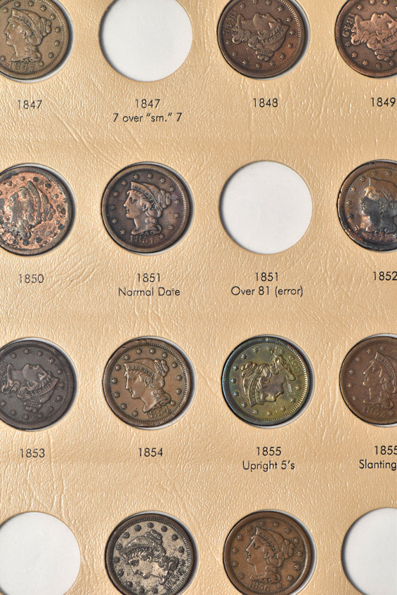 Fifty different large cents in a Dansco 7099 album