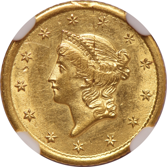 Four gold dollars certified by NGC