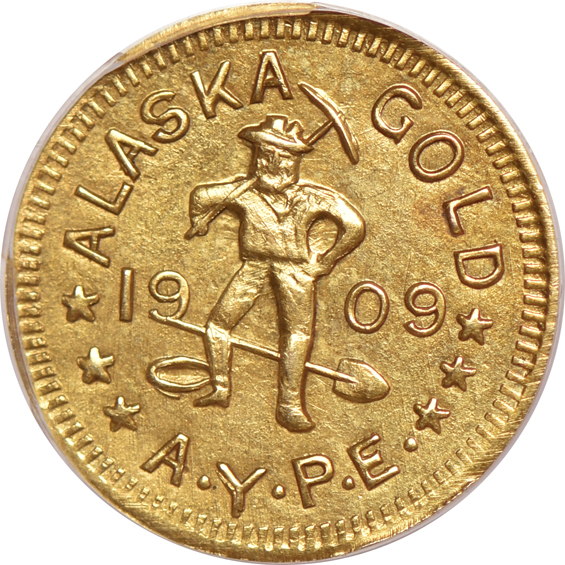 1909 Alaska Yukon Pacific Exposition three-piece gold set, all PCGS, with original box