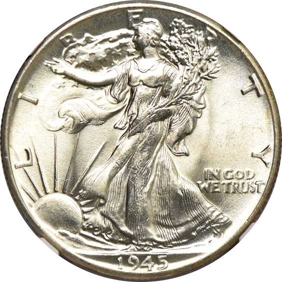Five 1945 NGC MS-63