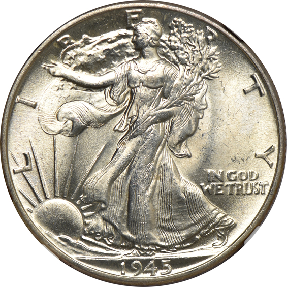 Five 1945 NGC MS-63