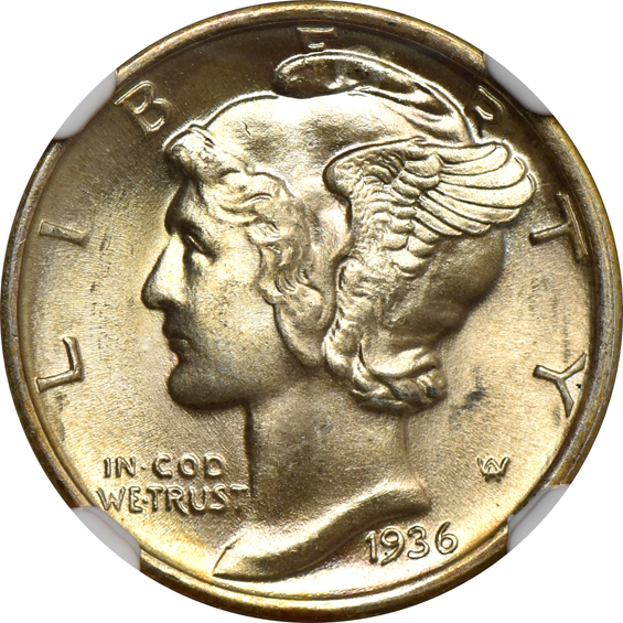 Four 1936 NGC MS-66 FB CAC