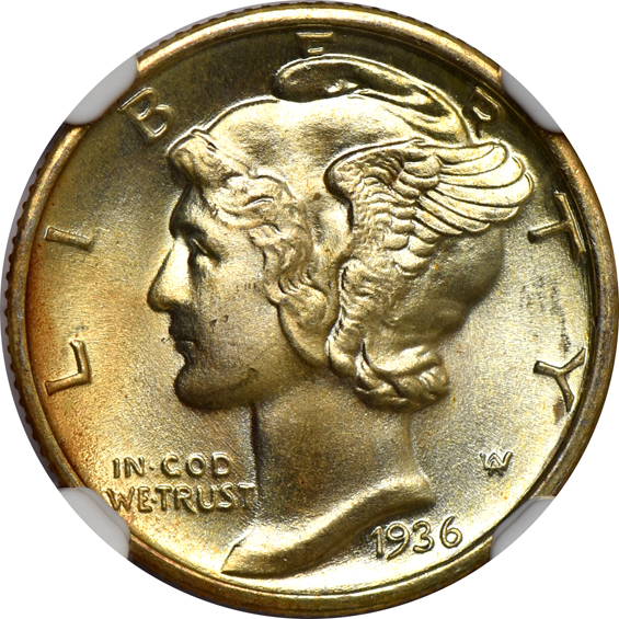 Four 1936 NGC MS-66 FB CAC