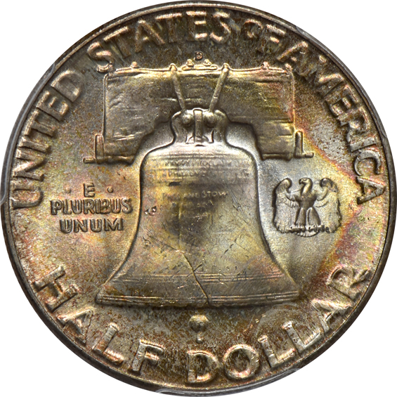 Twenty Franklin half-dollars certified by PCGS