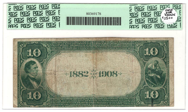 1882 $10 Date Back - Bloomington, IL Charter #5119 - PCGS F-12