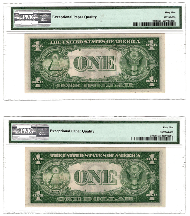 Sequential pair of 1935-A $1 North Africa Fr# 2036 - PMG GemCU-65 EPQ