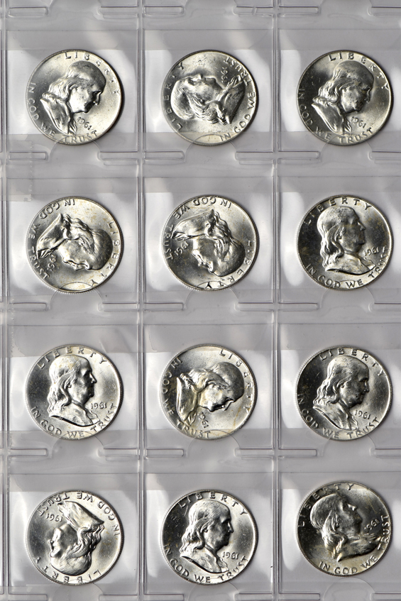 Collection of 180 BU Franklin half-dollars