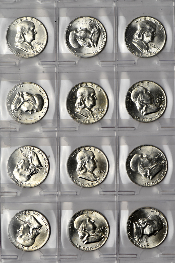 One hundred forty BU half-dollars