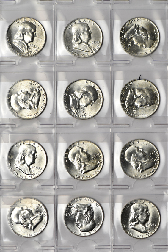 One hundred forty BU half-dollars