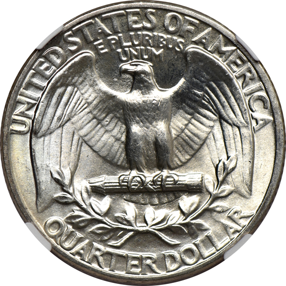 Ninety-two Washington quarters, all NGC MS-65