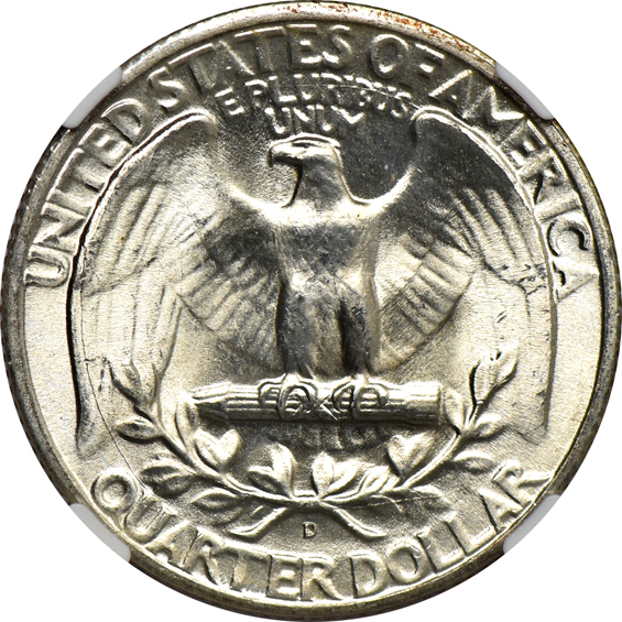 Ninety-two Washington quarters, all NGC MS-65
