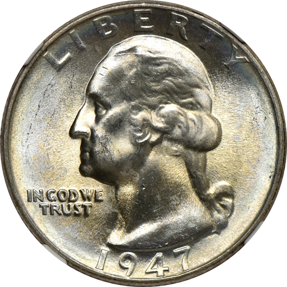 Ninety-two Washington quarters, all NGC MS-65