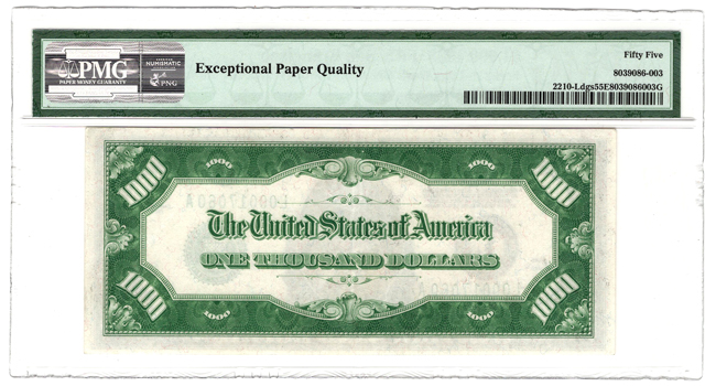 1928 $1,000 San Francisco Fr# 2210-Ldgs - PMG AU-55 EPQ