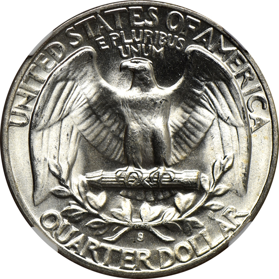 Sixty-four Washington quarters.  Sixty MS-66 and four MS-66+, all NGC.