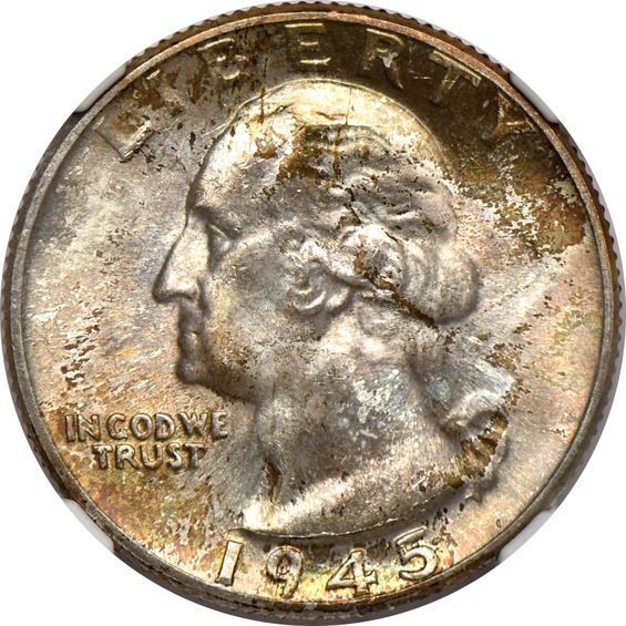 Sixty-one Washington quarters NGC MS-66