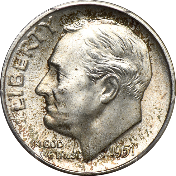 Thirty-six GEM Roosevelt dimes certified by PCGS