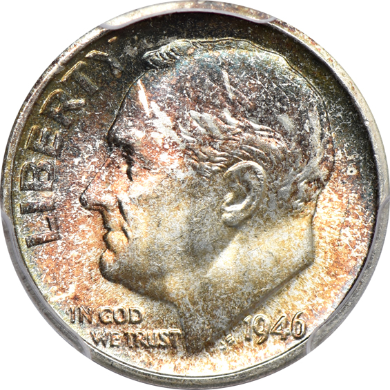 Thirty-six GEM Roosevelt dimes certified by PCGS