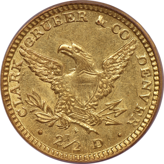 1861 $2.50 Clark Gruber PCGS AU-58 CAC
