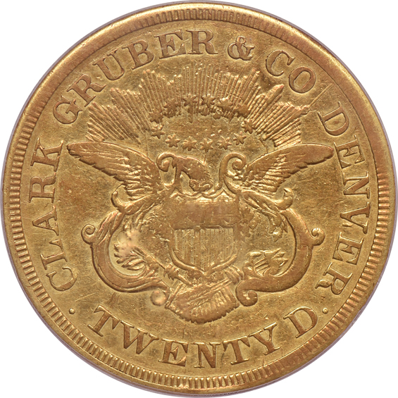1861 $20 Clark Gruber PCGS XF-40