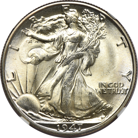 1945-D, 1946-D, and 1947-D, all NGC MS-66 CAC