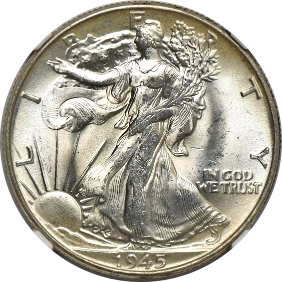 Nine Walking Liberty half-dollars certified MS-66 by NGC