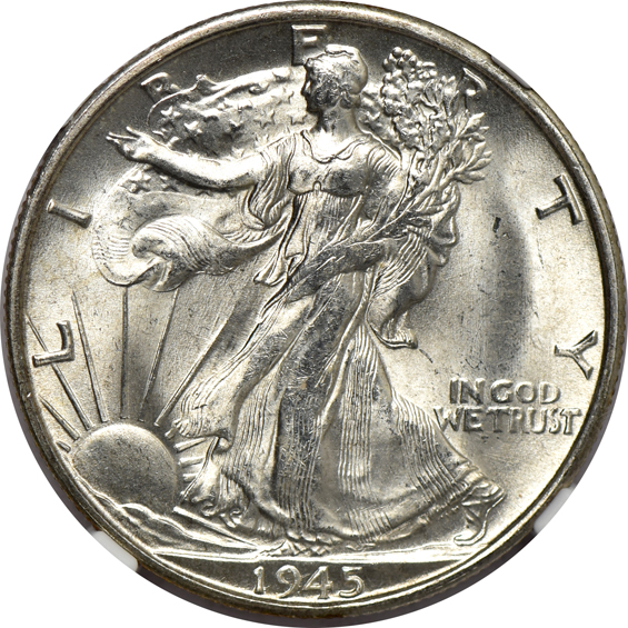 Nine Walking Liberty half-dollars certified MS-66 by NGC