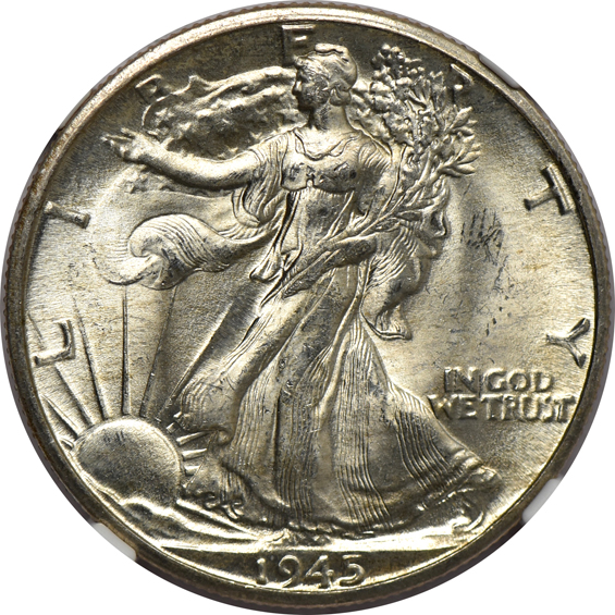 Nine Walking Liberty half-dollars certified MS-66 by NGC