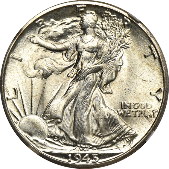 Nine Walking Liberty half-dollars certified MS-66 by NGC