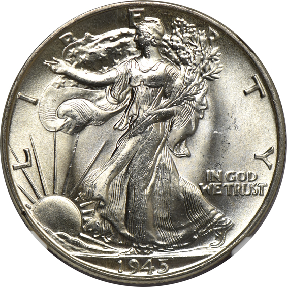 Two 1944-D, two 1945, and four 1945-D, all NGC MS-66 CAC